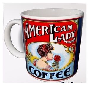 ARCHIVES Inc Fabled Labels American Lady Brand Coffee Mug 3.5” X 4”